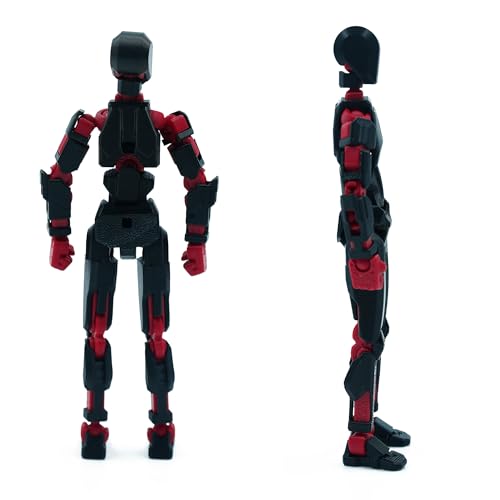 Image of Dummy 13 Action Figure Robot | Fully Articulated 3D Printed Robot Toy | 5.4-inch Collectible Figurine | Matte Finish| Unassembeled (Black-Red)