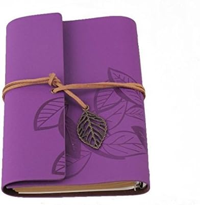 YuanKanJu Comsic Classic String PU Leather Purple Loose-leaf Blank Notebook Diary Travel Journal Note Book