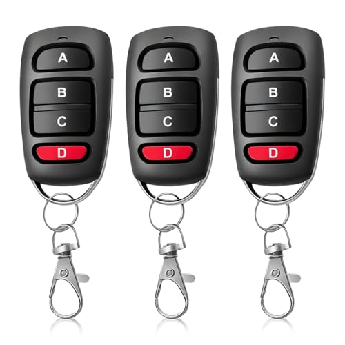 Dupoem - Mando a distancia universal para puerta de garaje de 433 MHz, control remoto inalámbrico con 4 botones, clonación rápida, apto para puertas de garaje y puertas eléctricas (negro y rojo)
