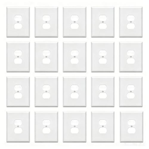 Image of ZEFTV Over-Size Duplex Outlet Cover Wall Plates 1-Gang 5.5 inch x 3.5 inch Switch Outlet Electrical Cover Plate Unbreakable Thermoplastic Faceplate for Light Receptacle Outlet Switch, White (20 Pack)