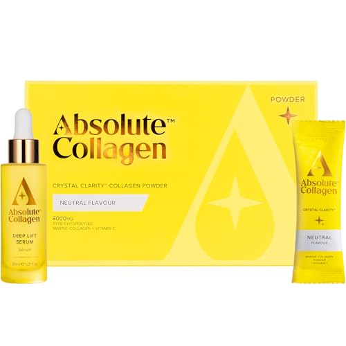 Absolute Collagen Marine Powder Collagen Supplement for Women | Neutral Flavour 14 Sachets & Deep Lift Serum 30ml