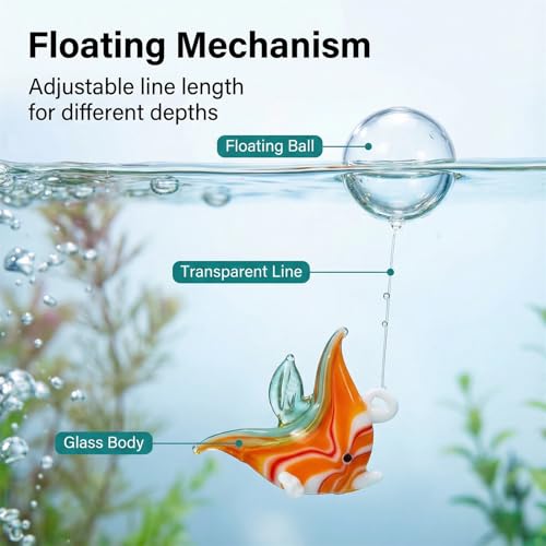 Image of Hand Blown Glass Fish Figurines with Floats, Set of 3 Small Tropical Sea Animal Decor (A)