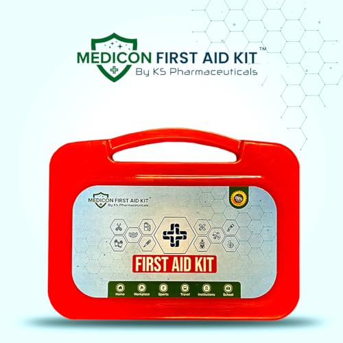Image of First Aid Kit | Medicine Storage Box & Family Emergency Organizer | Compact Red Medical Box for Domestic, Home, Office, Car & Industrial Use (Small Red Box)