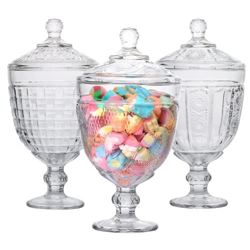Woaiwo-q Candy Jars Set of 3, 27oz Apothecary Jar with Lid