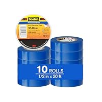 3M Scotch Vinyl Color Coding Electrical Tape 35, 1/2 in x 20 ft, 10 Short Rolls, Blue, CSA Certified, UL Listed, Professional Grade, 7 mil Thick, Flame Retardant