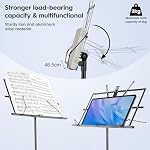 New bee 2 Pack Music Stand for Sheet Foldable with Carrying Bag, Metal Sheet Music Stand Portable, Adjustable Podium Stand with Tripod Base and Sheet Music Folder