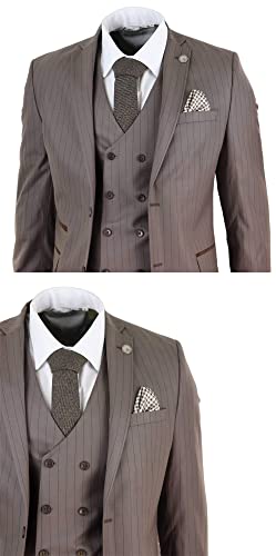 Men's Stripe Three Pieces Suit Notch Lapel Two Buttons Tuxedos Jacket Vest & Pants Business Formal Dinner Prom3