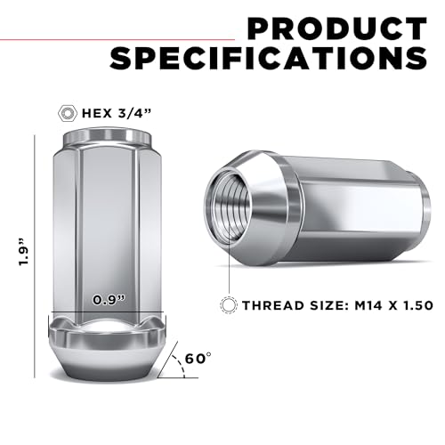 White Knight Wheel Accessories 1909XL-20AM Chrome M14x1.50 XL Bulge Acorn Lug Nut, 20 Pack by White Knight - Image 2