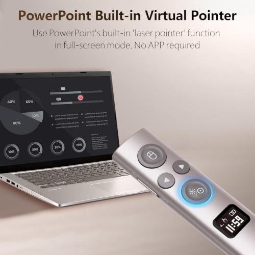 Image of Norwii Presentation Clicker with Digital Pointer for TV LED LCD Screen, Presentation Remote, Slide Clicker (Green Light - BLE&USB-A&C)