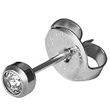 Farbe: Transparent Erstohrstecker Titan 2-3mm mit Rundfassung in transparent Größe 2 mm 1 Stück