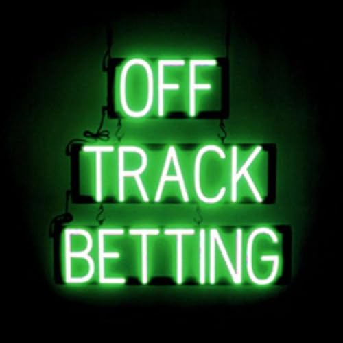 SpellBrite OFF TRACK BETTING Sign | Gaming-Related Sign with Neon Look, Green LED Light Source | 24.9" x 23.8"