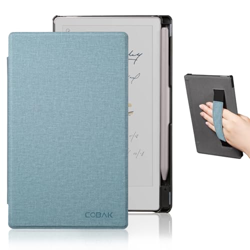 CoBak Case with Hand Strap for Remarkable Paper Pro Move 7.3 2025 Released - Smart Auto Sleep/Wake Folio Lightweight Protective Cover with Built-in Pen Holder and Nibs Holder (Blue)