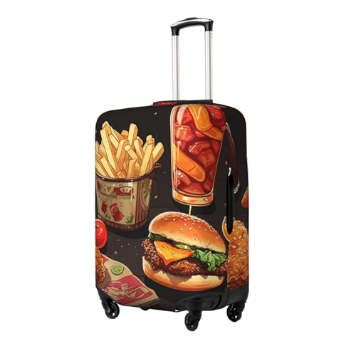 Travel Luggage Cover Elastic Anti-Scratch Suitcase Protector Washable Travel Suitcase Cover Chicken Leg Burger Drink Luggage Protector Fits 18-32 Inch Suitcase2