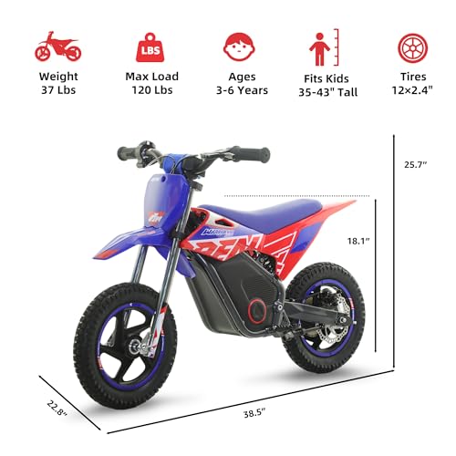 Image of RFN SX-E150 24V Electric Bike, 200W Electric Motorcycle 8 mph Max Speed & 6.2 Mile Range, 2-Speed Off-Road Bike for Kids Ages 3-6
