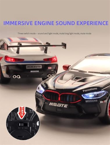 Image of BMW M8 GTE 1:32 Model Car with Box, Zinc Alloy Pull Back Toy car with Sound and Light for Kids Boy Girl Gift [Colors as Per Stock] (BMW M8 GTE 1:32)