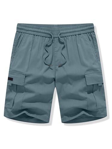 Image of JMIERR Men's Casual Stretch Cargo Shorts | Drawstring Elastic Waist, Multi Pockets, Summer Work Short, Classic