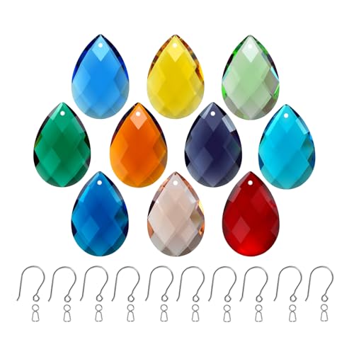 GOLDENHAITAI Crystal Prism Suncatcher 38mm Grid Ornament Pendant 10pcs