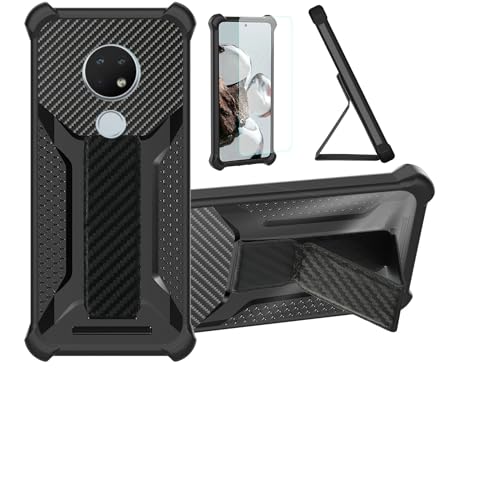 bojioderf Funda para Nokia 6.2 Funda Carcasa Case Cover [con Protector de Pantalla de Cristal Templado] Híbrida [Soporte Plegable Magnético] [Esmerilado antihuellas] Negro