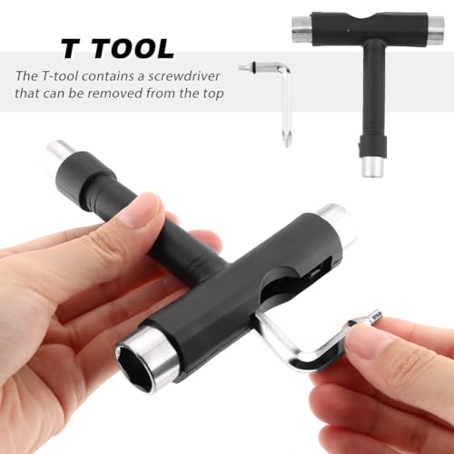 4 peças de rodas de skate com rolamentos, rodas longboard de dureza PU 80A com chave de fenda e ferr