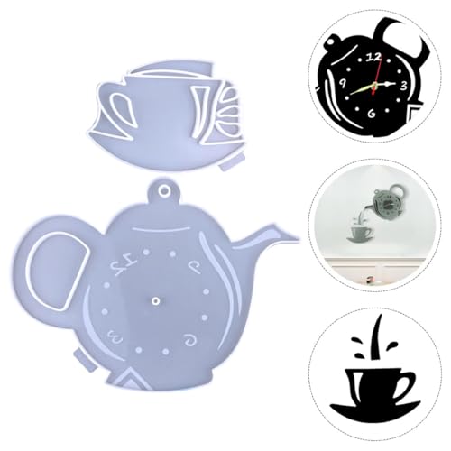 Molde de silicona para reloj de pared con diseño de tetera para decorar tu cocina 7