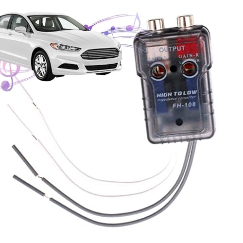 ulapithi Convertidor de audio para automóvil - Convertidor de impedancia de salida para una mejor calidad de sonido - Convertidor de alto a bajo para altavoz de audio para automóvil