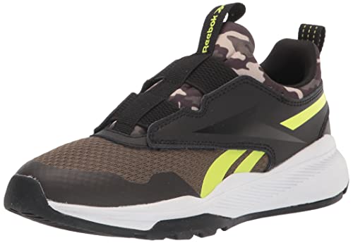 Reebok Boy's XT Sprinter Slip On Running Shoe, Army Green/Black/Acid Yellow, 13 Little Kid