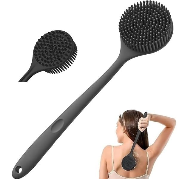 Silicone Back Scrubber for Bathing | Soft Cleaning Body Bath Brush | Shower Exfoliating Long Bath Care Accessories Tool for Men & Women (MULTICOLOR) (PACK OF 1)