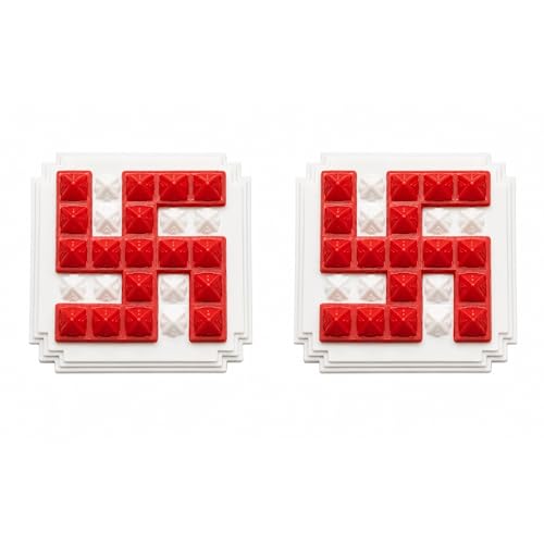 Image of Vastu Plastic Red & White Swastik Pyramid Plate for Positive Energy | Size - 2 Inch | Vastu Remedy | Multicolour, Wall Hanging Swastik | Pack of 1 | Prosperity & Peace Enhancer