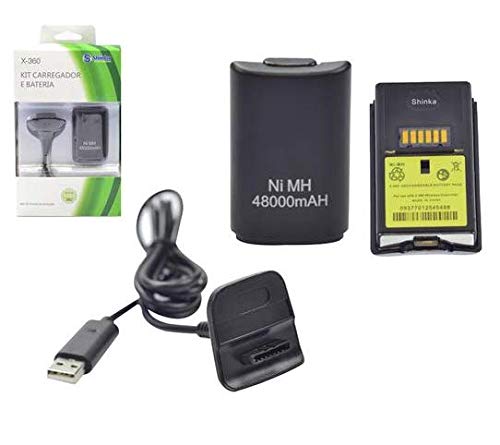 kit com 3 unid bateria + carregador xbox 360 48.000mah