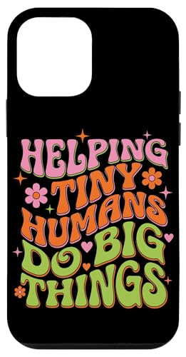 Groovy Helping Tiny Humans Do Big Things Teacher ���g�� 70�N�� �X�}�z�P�[�X iPhone 12 mini �p
