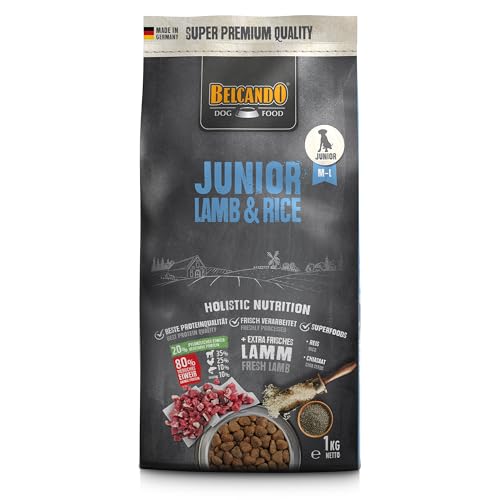 Belcando Junior Lamb & Rice Hundefutter | Trockenfutter für empfindliche Junghunde | Alleinfuttermittel für Junghunde ab 4 Monaten (1 kg neu)