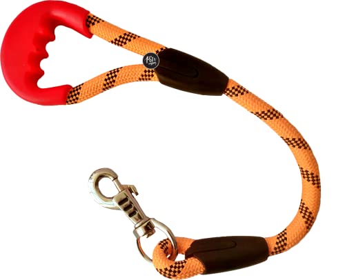 Image of The Pets Company Short Rope Dog Leash for Giant & Large Dogs with Rubber Hand Grip, Orange 18 mm, 2 Feet