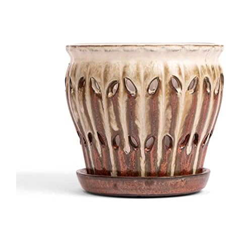 rePotme 6" Pinwheel Fluted Ceramic Plant Pot Cover