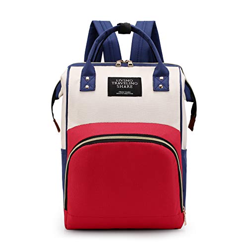 baby bag back pack large-capacity multi-functional fashionable shoulders diaper backpack mother's portable baby care bag Separate storage (Red white blue)