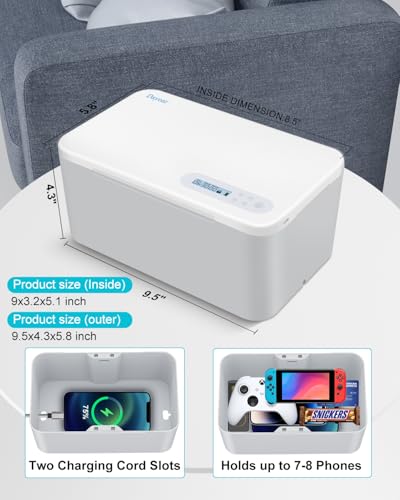 Dayear Sicherheitsbox mit Timer, abschließbare Aufbewahrungsbox für Handys, Videospiele, soziale Medien, Snacks, Zeitverriegelung, selbstgesteuert (grau)