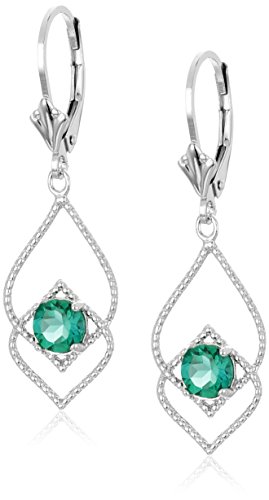 Amazon Collection Sterling Silver Gemstone Lever-Back Dangle Earrings