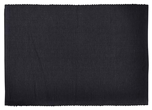 Yourtablecloth Ribbed Cotton Placemats – Placemat With Thicker Construction – Heavy Duty, Eco Friendly & Elegant Large Placemats –Set Of 6 –Be It Restaurant, Home, Halloween – Black #TOP1