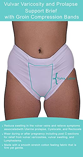 Underworks Vulvar Varicosity And Prolapse Support Brief With Groin Compression Bands - 521, White, Large - 4