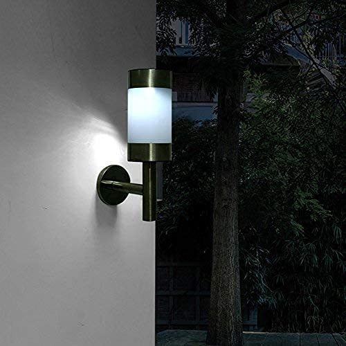 Aunmas 2Pcs Led Solar Light, Stainless Steel Outdoor Wall Mounted Solar Power Light Lamp For Landscape Garden Yard Sensor Lamp Home Fence Decoration, White #TOP4