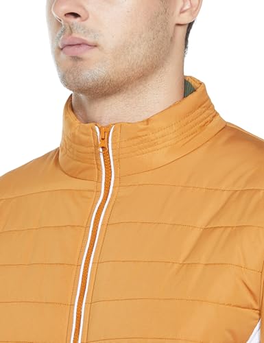 Image of Qube By Fort Collins Men's Nylon Standard Length Regular Fit Quilted Bomber Jacket with Detachable Hood - Winter Warm, Insulated Lining, Ribbed Cuffs, and Stylish Design