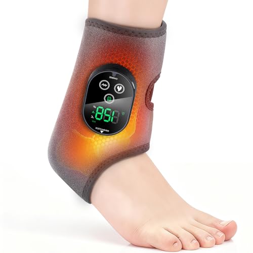 BAISEMAIN Cordless Foot Massager for Neuropathy Foot and Ankle Massager Ankle Heating Pad with Massage 6 Heating 3 Massage Modes&Timer Gray