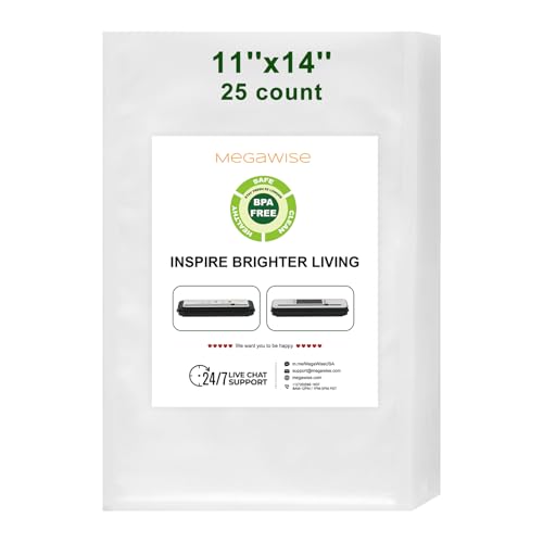 Image of MEGAWISE Vacuum Sealer Bags (11''x 14''-25pcs) for Food Freshness Preservation, BPA Free Vacuum Storage Bags for Food or Sous Vide, Seal a Meal,Double-Sided Texture, Double Lock Freshness (25 count)