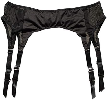 Hedy&Vivian Gauze Wide Straps Garters Belt for Stockings Metal Clips Women's Lingerie GB005 (Black, Small)