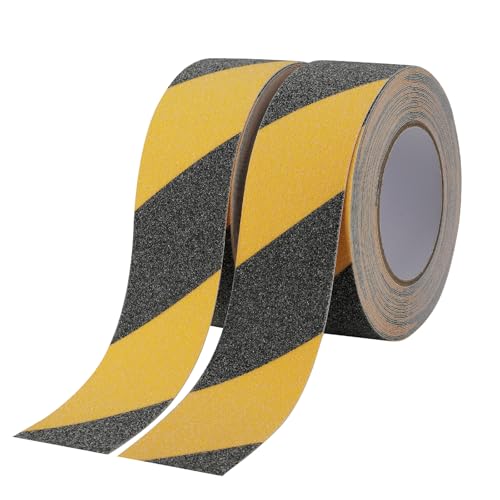 Ruban antidérapant adhésif jaune et noir 50 mm bande haute traction escalier