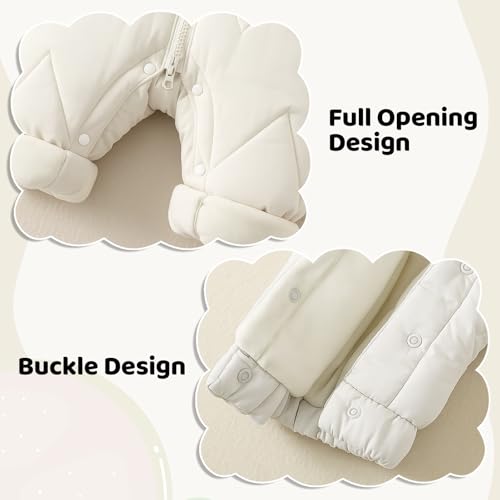 WYTbaby Baby Schneeanzug Warm Einteiliger Winteroverall Mit Kapuze Fleece Jumpsuit für Jungen Mädchen 3-6 Monate Weiß