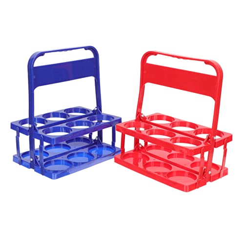 BEBEMOKO Soporte Plegable para Botellas De Cerveza y Vino 2 Unidades, Cesta De Plástico Resistente, Organizador Portátil para Bar y Ktv, Almacenamiento De Botellas Encimera, Azul y Rojo