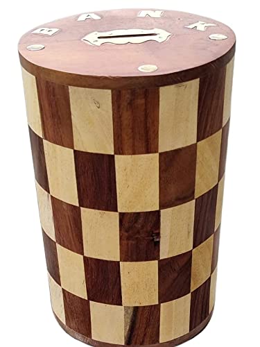 Rehmi Handicrafts Piggy Bank for Adults Big Size Wooden Money Bank Coin Box for Kids with Screw Lock, Gifts for Boys, Girls & Adult (Round Shape) (B09KZJ41V7) Amazon Price History, Amazon Price Tracker