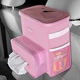 HOTOR Car Trash Can 2.5 Gallon - Handy Car Tissue Holder, Easy-to-Install Car Accessory Interior, Leak-Proof Car Organizer and Storage Bag for The Back/Front/Console of Any Cars, SUVs & Trucks, Pink