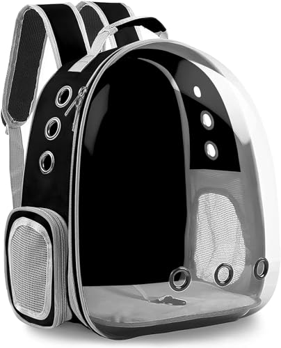 Image of The Pets Company Transparent Capsule Breathable Airline-Approved, Ventilate Carrier Backpack for Travel, Hiking and Outdoor for Cats & Kittens - Black