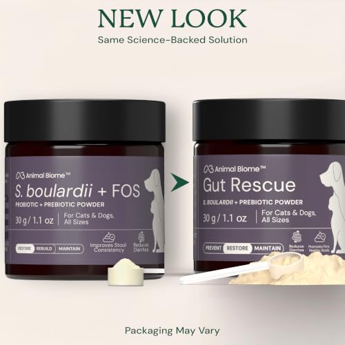 Image of Animal Biome Dog & Cat Probiotics, Gut Rescue, S Boulardii + FOS Powder 30g | 50 Scoops, FOS Prebiotic, Saccharomyces Boulardii Yeast Probiotic, Healthy Skin, Gut Health & Diarrhea Support, Food Topper